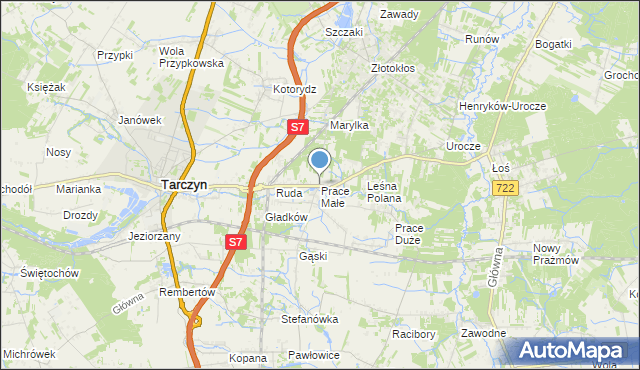 mapa Prace Małe, Prace Małe na mapie Targeo